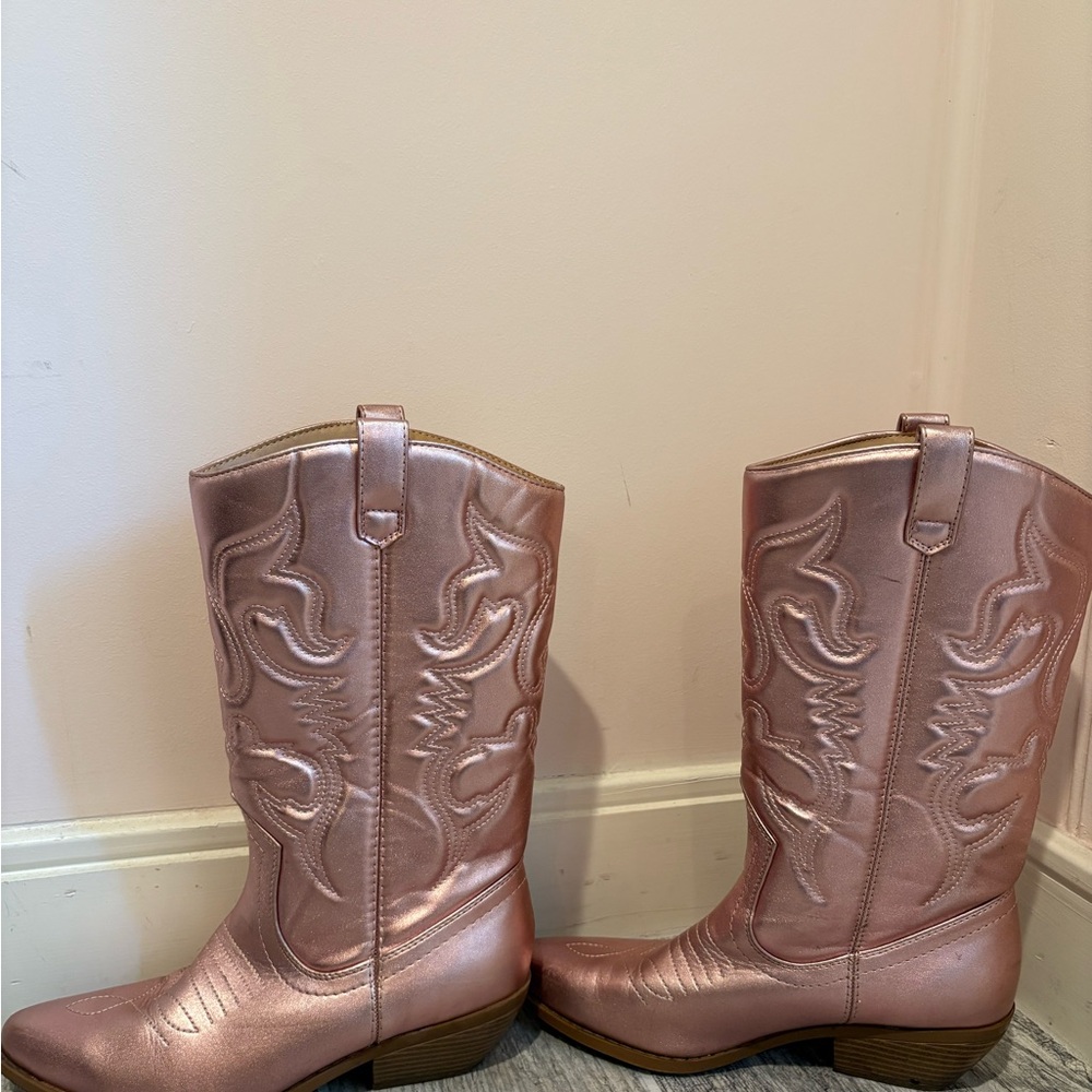 Rose Gold Metallic Western Cowboy Boots